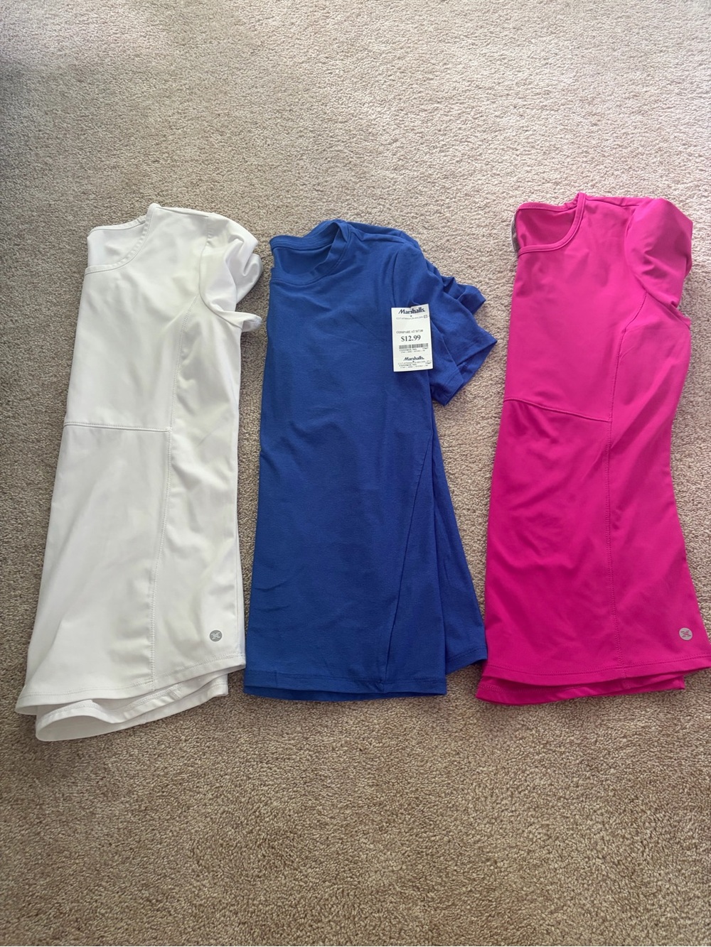 Women's Athletic Short Sleeve Tops - White, Blue, Pink